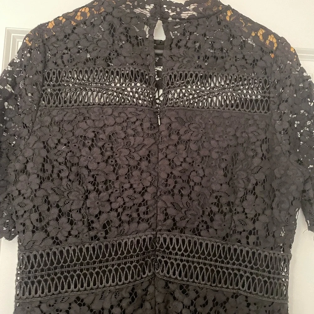 NWT Mango Gipure Black Lace Overlay Dress - Picture 8 of 9